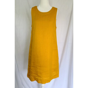New J. Crew Mustard Yellow Linen Button Back Shift Dress Small